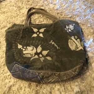 Canvas shoulder bag , light olive green